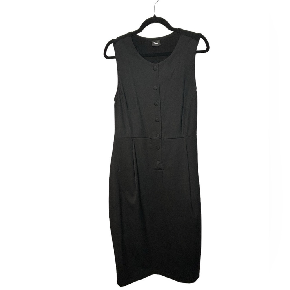 Bitte Kai Rand Academia Sleeveless Midi Half Button Front Size Large Black Dress